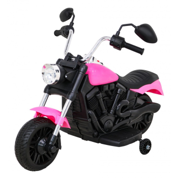 Motor Chopper V-Max na akumulator dla dzieci Różowy + Melodie Klakson + Światło + Kółka pomocnicze